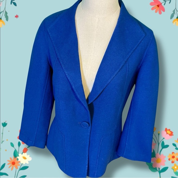 NWT Talbots Royal Blue 100% Wool Single Button Patch Pocket Blazer / Jacket 10 - Picture 3 of 13